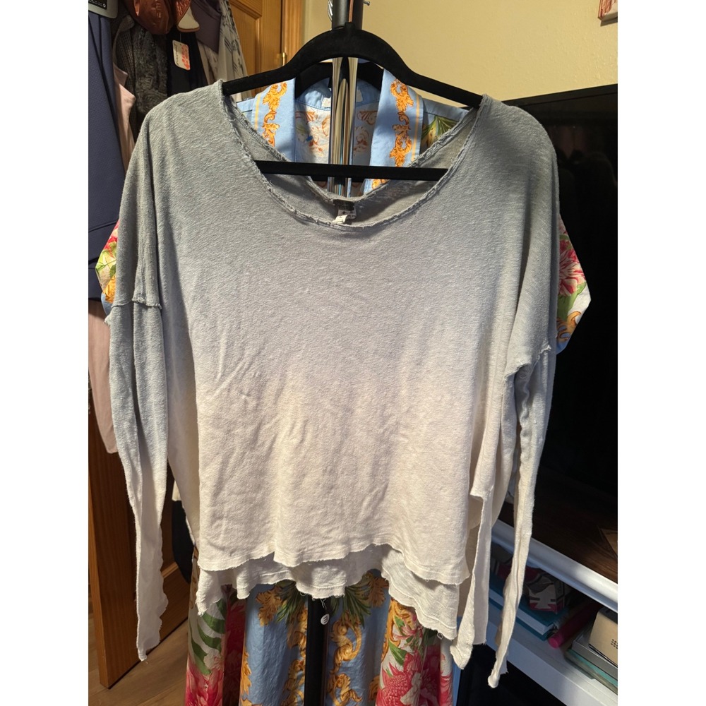 We The Free Free People Women Heathered Light Blue Grey Long Sleeve Top Large